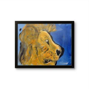 Lion Outsider Art Abstract Expressionist Original Painting 14x11 on canvas